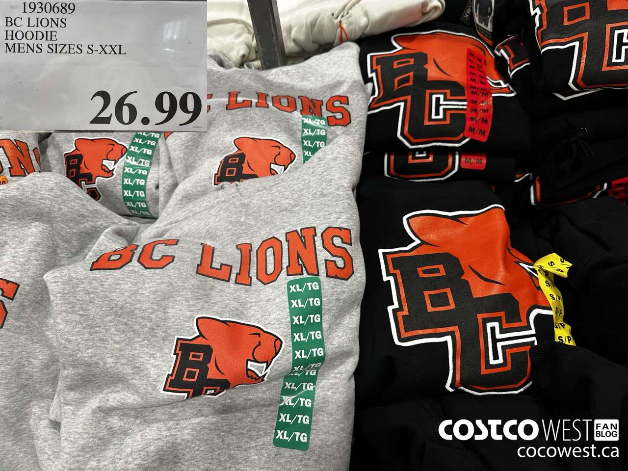 1930689 BC LIONS HOODIE MENS SIZES S-XXL $26.99