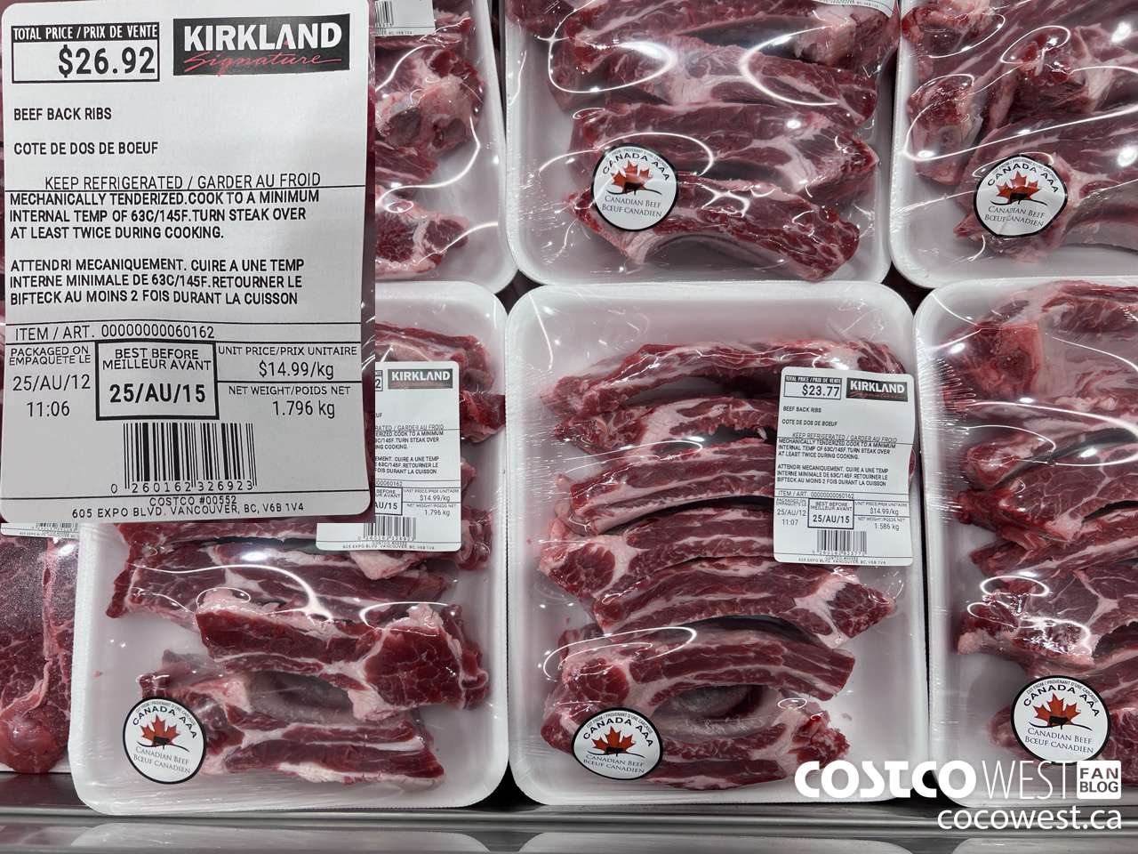 60162 BEEF BACK RIBS $14.99
