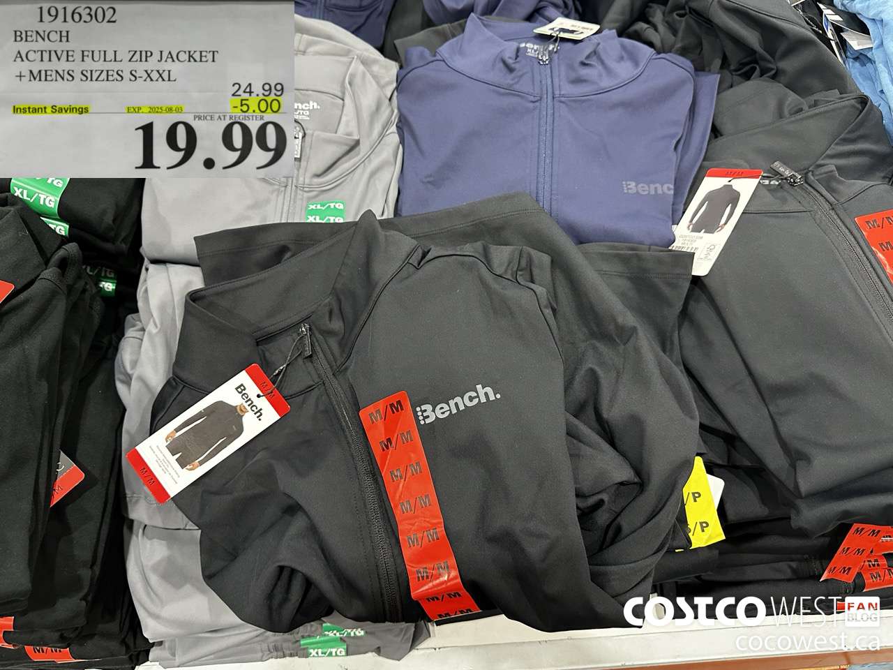 1916302 BENCH ACTIVE FULL ZIP JACKET MENS SIZES S-XXL ($5.00 INSTANT SAVINGS EXPIRES ON 2025-08-03) $19.99