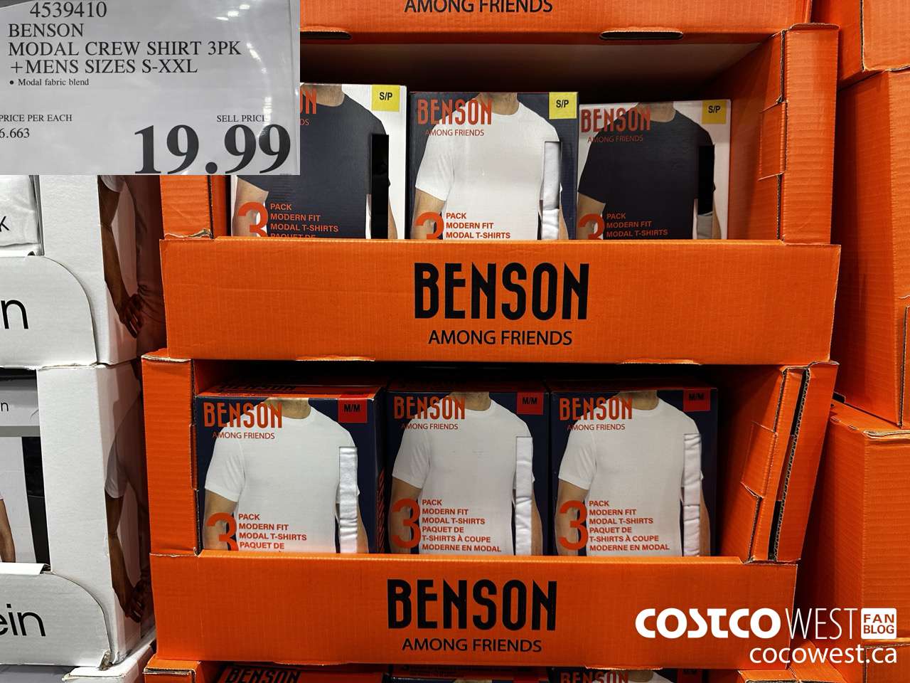 4539410 BENSON MODAL CREW SHIRT 3PK MENS SIZES S-XXL $19.99
