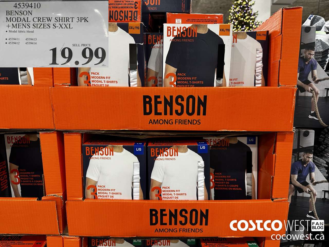 4539410 BENSON MODAL CREW SHIRT 3PK MENS SIZES S-XXL $19.99