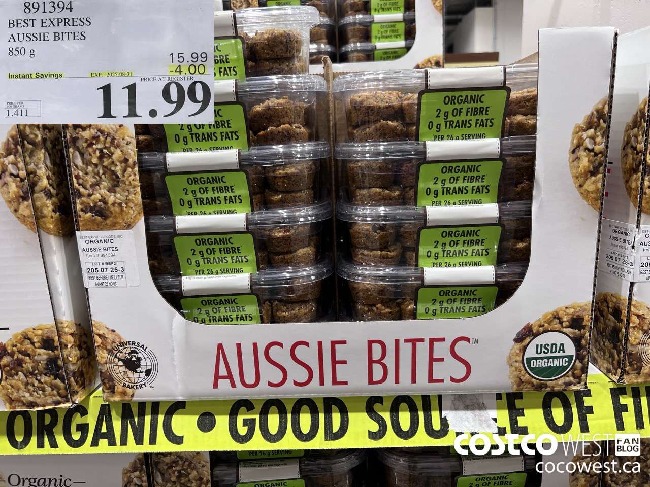 891394 BEST EXPRESS ORGANIC AUSSIE BITES 850 g ($4.00 INSTANT SAVINGS EXPIRES ON 2025-08-31) $11.99