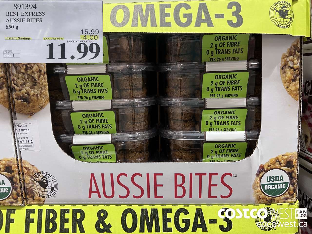 891394 BEST EXPRESS ORGANIC AUSSIE BITES 850 g ($4.00 INSTANT SAVINGS EXPIRES ON 2025-08-31) $11.99