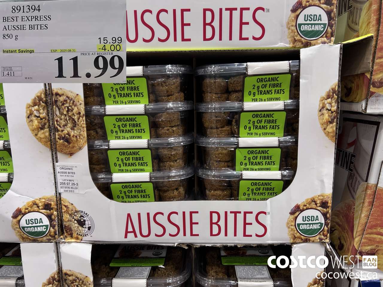 891394 BEST EXPRESS ORGANIC AUSSIE BITES 850 g ($4.00 INSTANT SAVINGS EXPIRES ON 2025-08-31) $11.99
