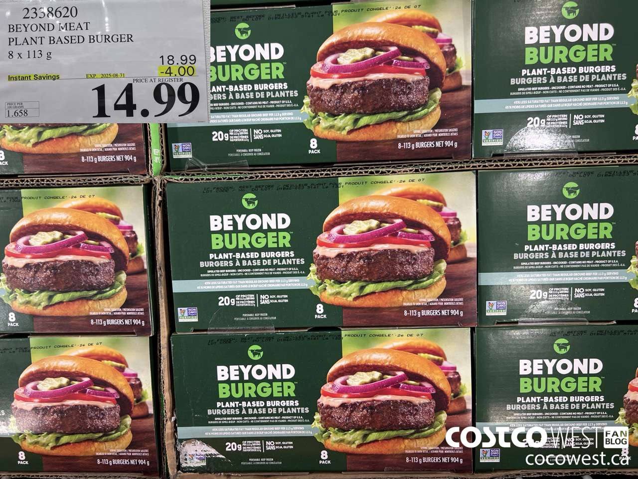 2338620 BEYOND MEAT PLANT BASED BURGER 8 x 113 g ($4.00 INSTANT SAVINGS EXPIRES ON 2025-08-31) $14.99