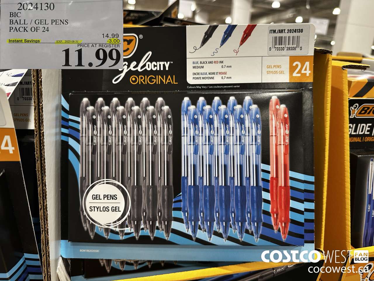 2024130 BIC BALL/GEL PENS PACK OF 24 ($3.00 INSTANT SAVINGS EXPIRES ON 2025-08-31) $11.99