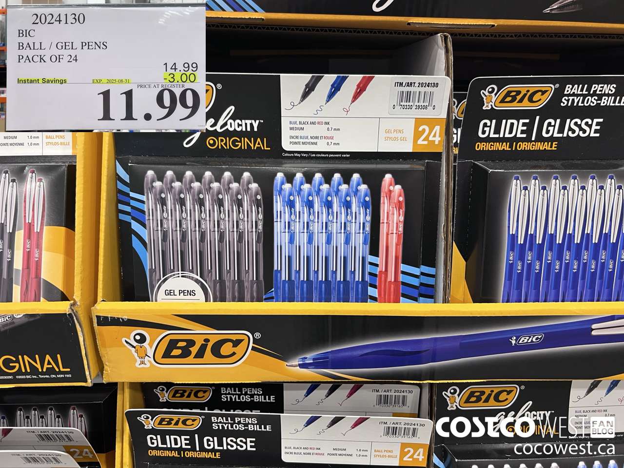 2024130 BIC BALL/GEL PENS PACK OF 24 ($3.00 INSTANT SAVINGS EXPIRES ON 2025-08-31) $11.99