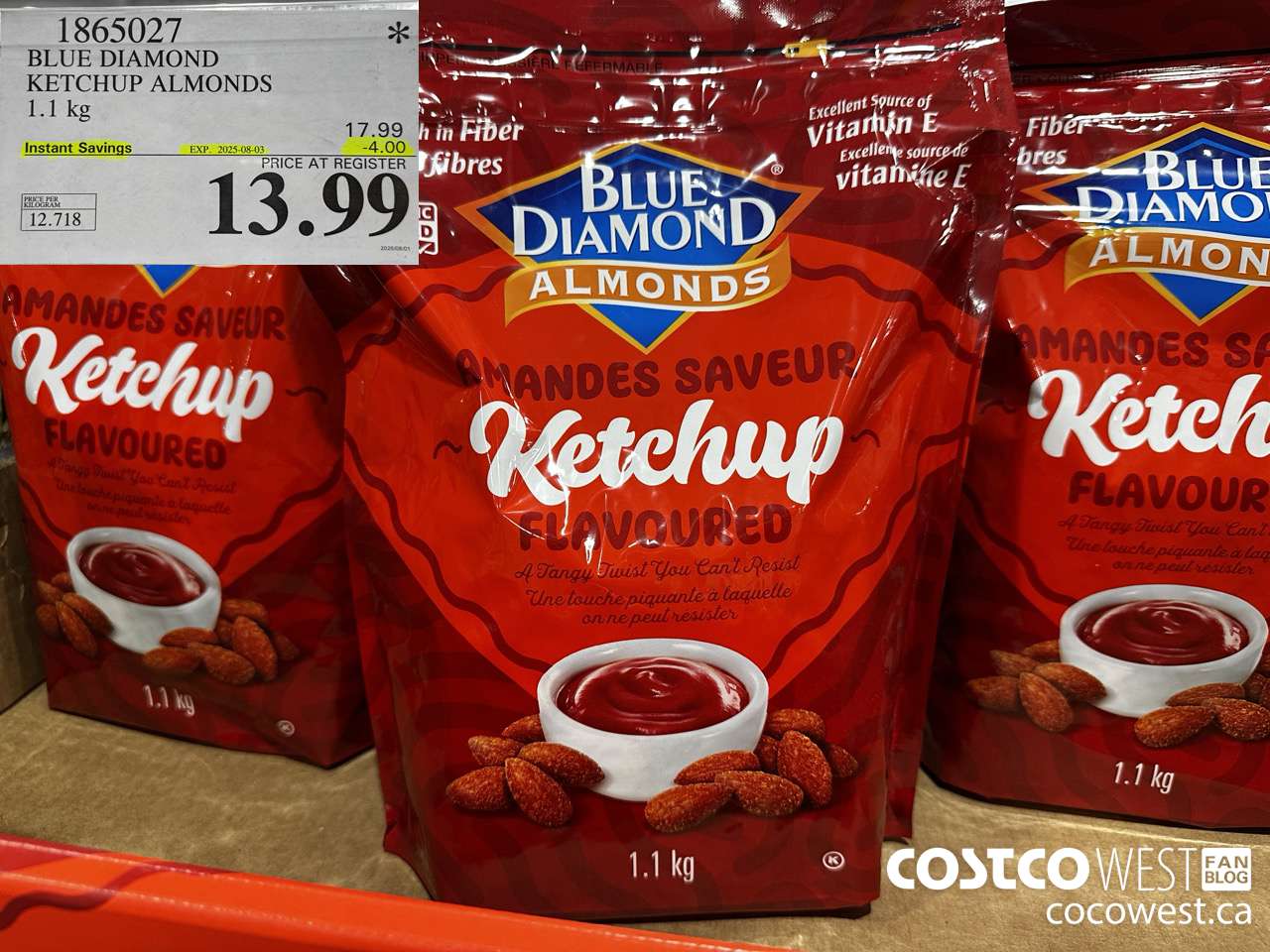 1865027 BLUE DIAMOND KETCHUP ALMONDS 1.1KG ($4.00 INSTANT SAVINGS EXPIRES ON 2025-08-03) $13.99