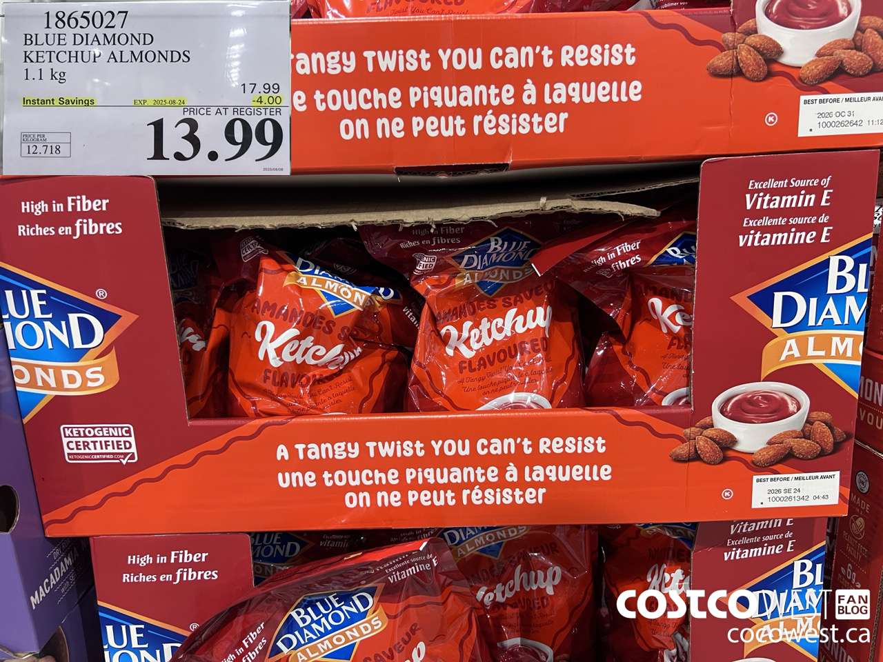 1865027 BLUE DIAMOND KETCHUP ALMONDS 1.1KG ($4.00 INSTANT SAVINGS EXPIRES ON 2025-08-24) $13.99