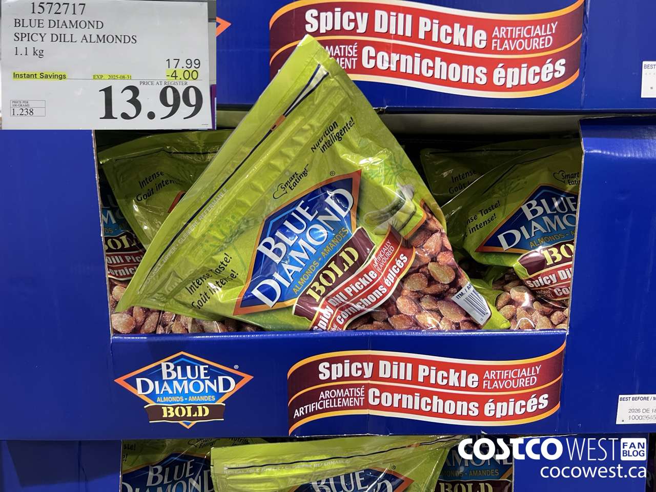 1572717 BLUE DIAMOND SPICY DILL ALMONDS 1.1 kg  ($4.00 INSTANT SAVINGS EXPIRES ON 2025-08-31) $13.99