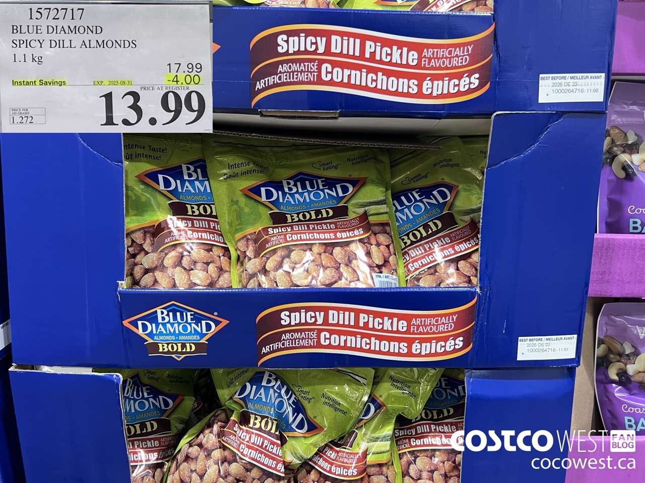 1572717 BLUE DIAMOND SPICY DILL ALMONDS 1.1 kg  ($4.00 INSTANT SAVINGS EXPIRES ON 2025-08-31) $13.99