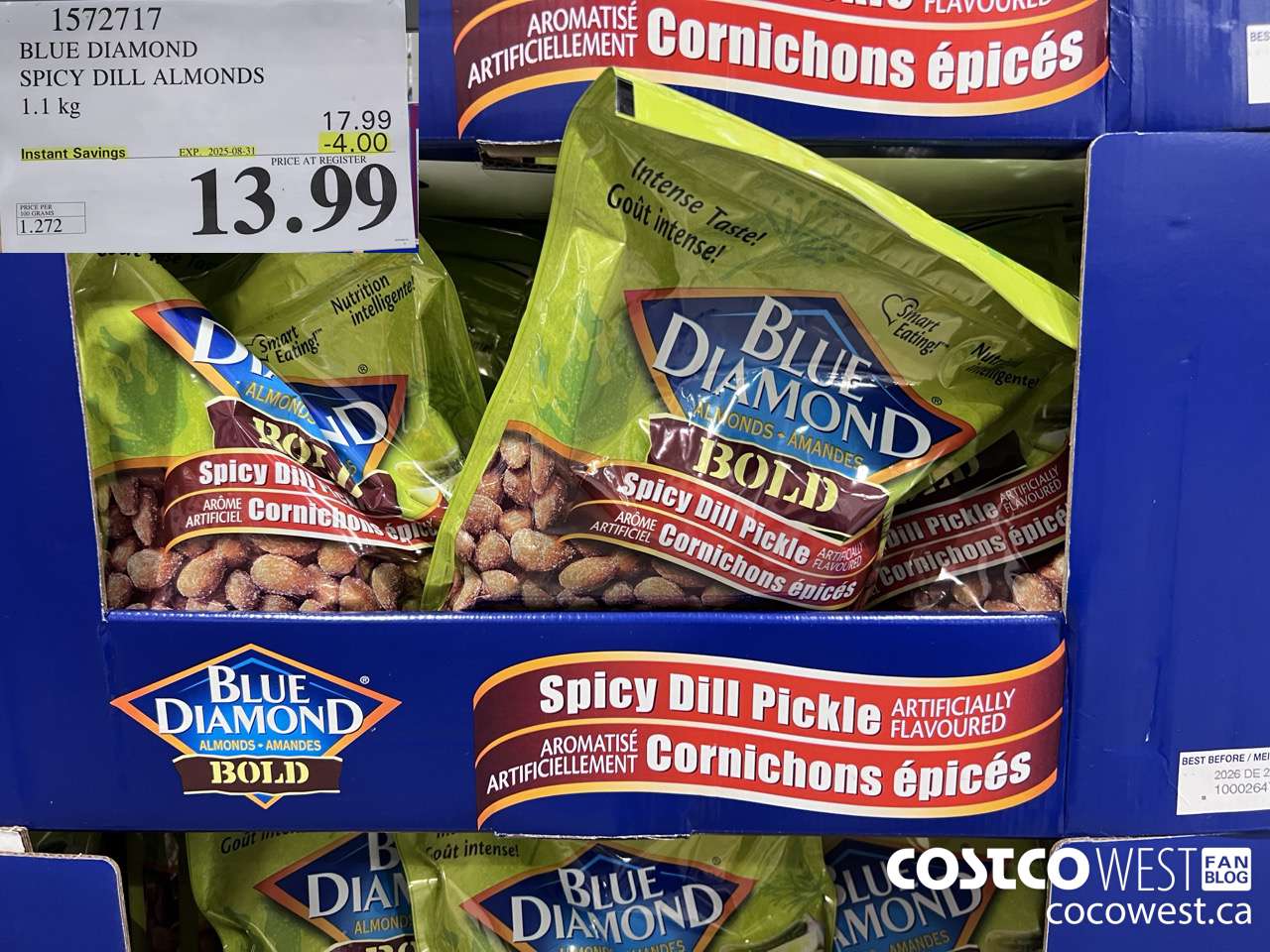 1572717 BLUE DIAMOND SPICY DILL ALMONDS 1.1 kg  ($4.00 INSTANT SAVINGS EXPIRES ON 2025-08-31) $13.99
