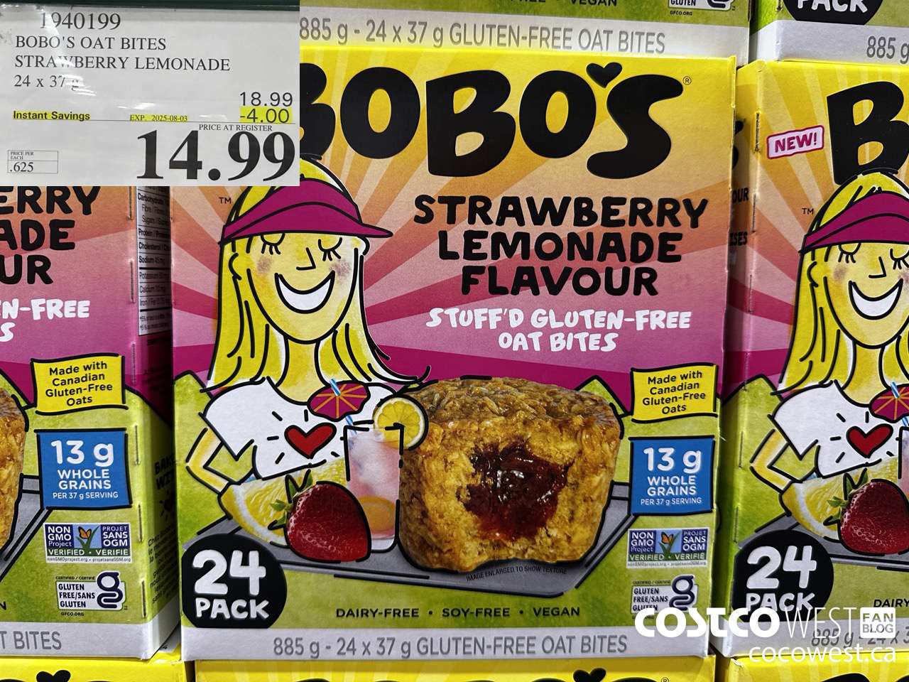 1940199 BOBO'S OAT BITES STRAWBERRY LEMONADE 24 X 37G ($4.00 INSTANT SAVINGS EXPIRES ON 2025-08-03) $14.99