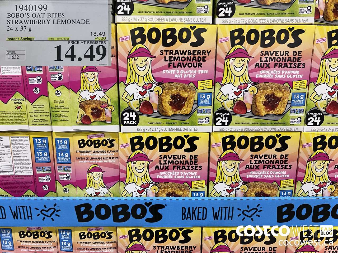 1940199 BOBO'S OAT BITES STRAWBERRY LEMONADE 24 X 37G ($4.00 INSTANT SAVINGS EXPIRES ON 2025-08-31) $14.99