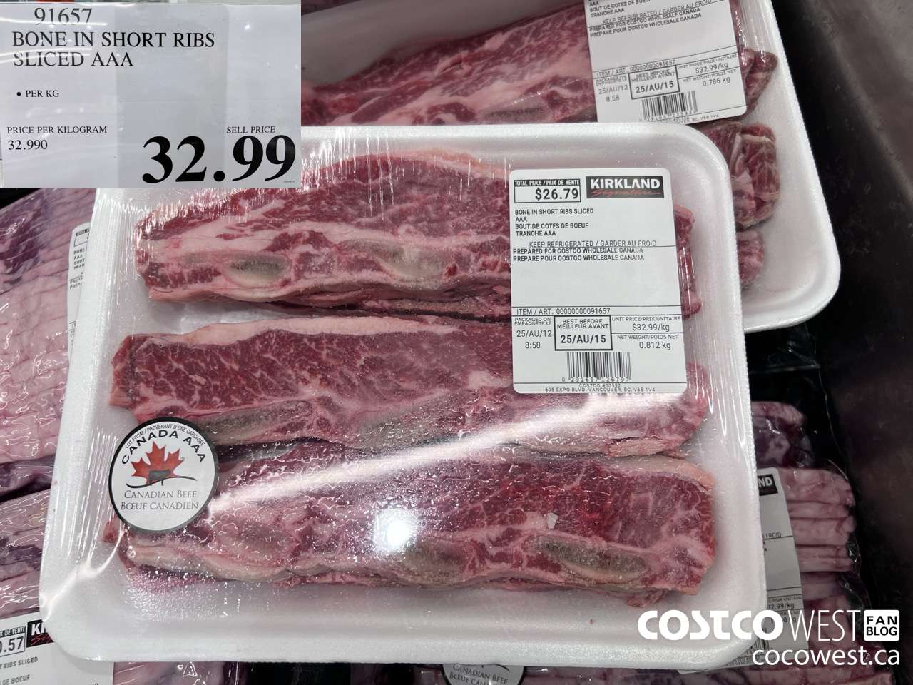 91657 BONE IN SHORT RIBS SLICED AAA $32.99