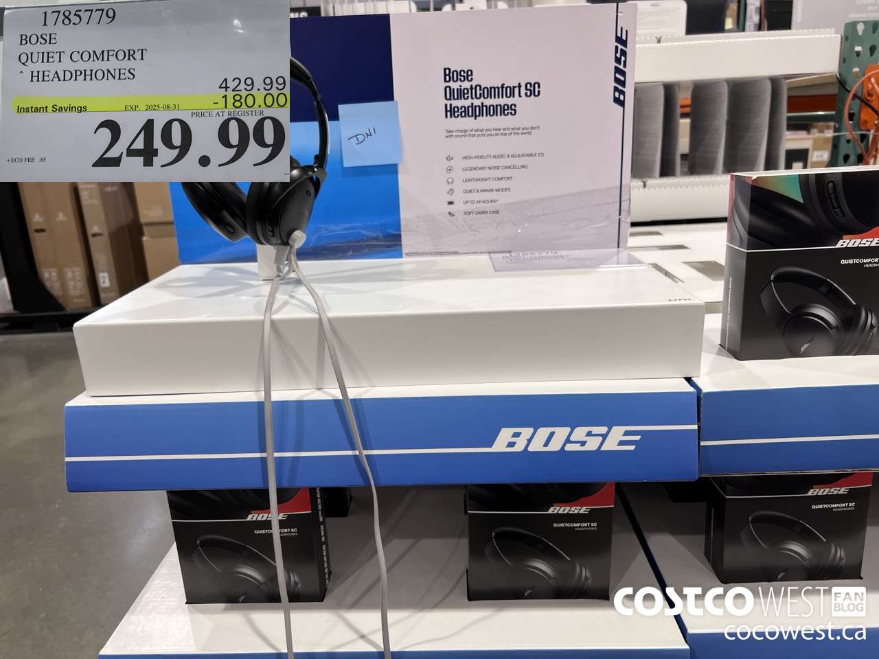 1785779 BOSE QUIET COMFORT OVER-THE-EAR WIRELESS HEADPHONES ($180.00 INSTANT SAVINGS EXPIRES ON 2025-08-31) $249.99