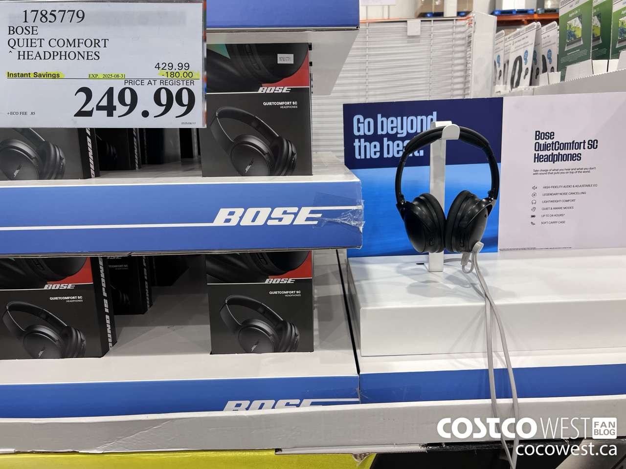 1785779 BOSE QUIET COMFORT OVER-THE-EAR WIRELESS HEADPHONES ($180.00 INSTANT SAVINGS EXPIRES ON 2025-08-31) $249.99