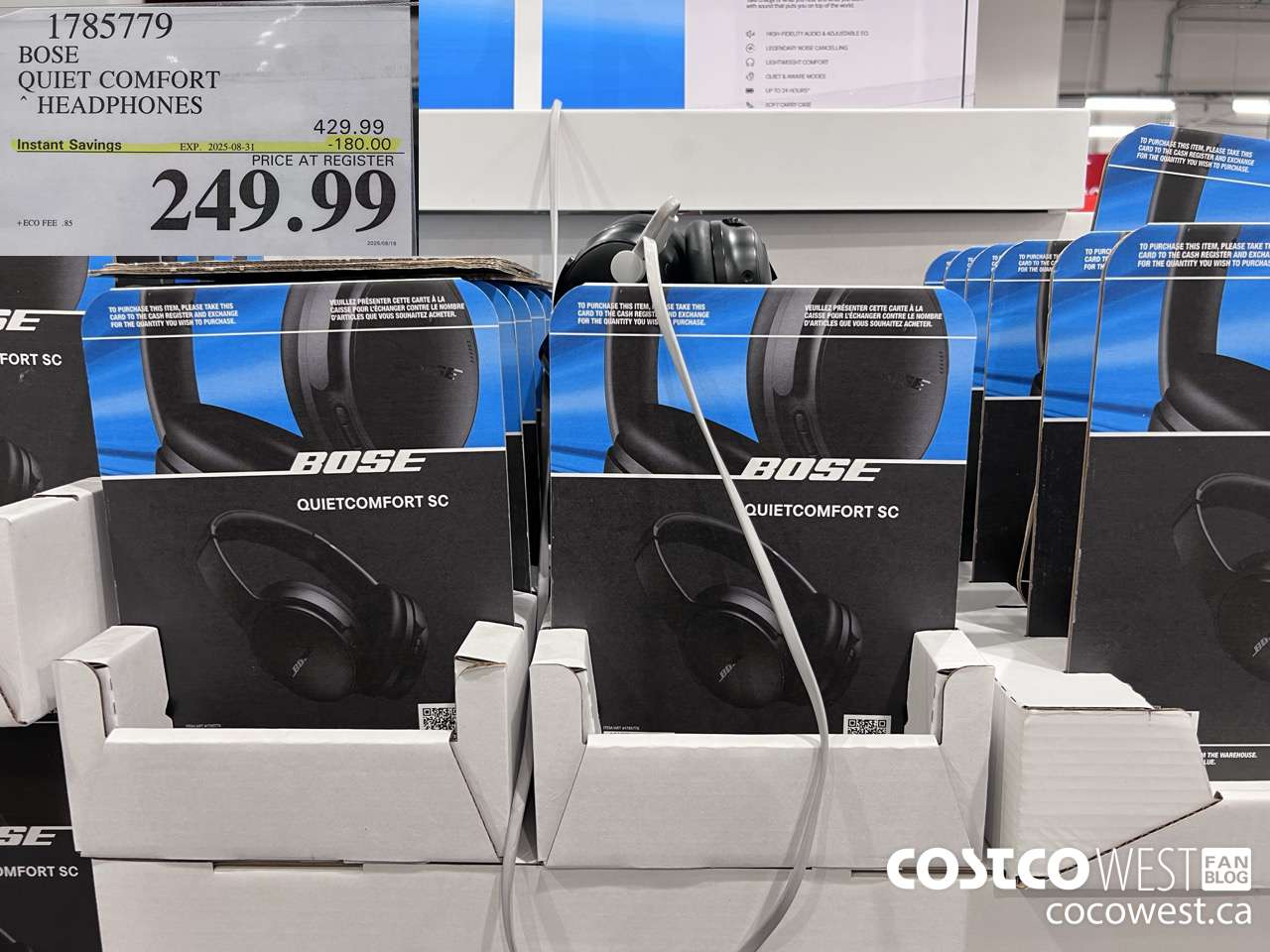 1785779 BOSE QUIET COMFORT OVER-THE-EAR WIRELESS HEADPHONES ($180.00 INSTANT SAVINGS EXPIRES ON 2025-08-31) $249.99