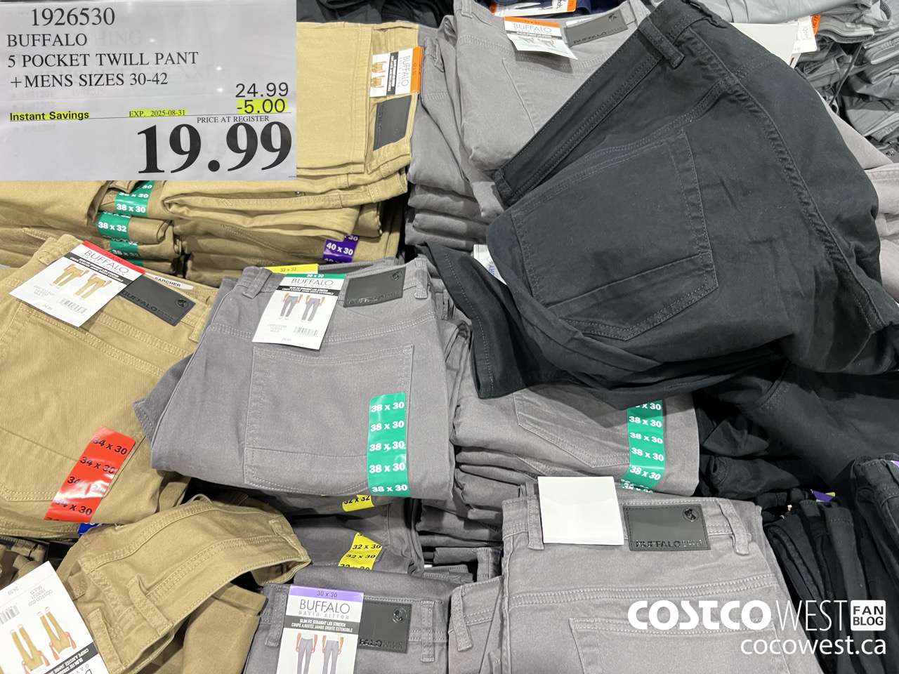 1926530 BUFFALO 5 POCKET TWILL PANT MENS SIZES 30-42 ($5.00 INSTANT SAVINGS EXPIRES ON 2025-08-31) $19.99