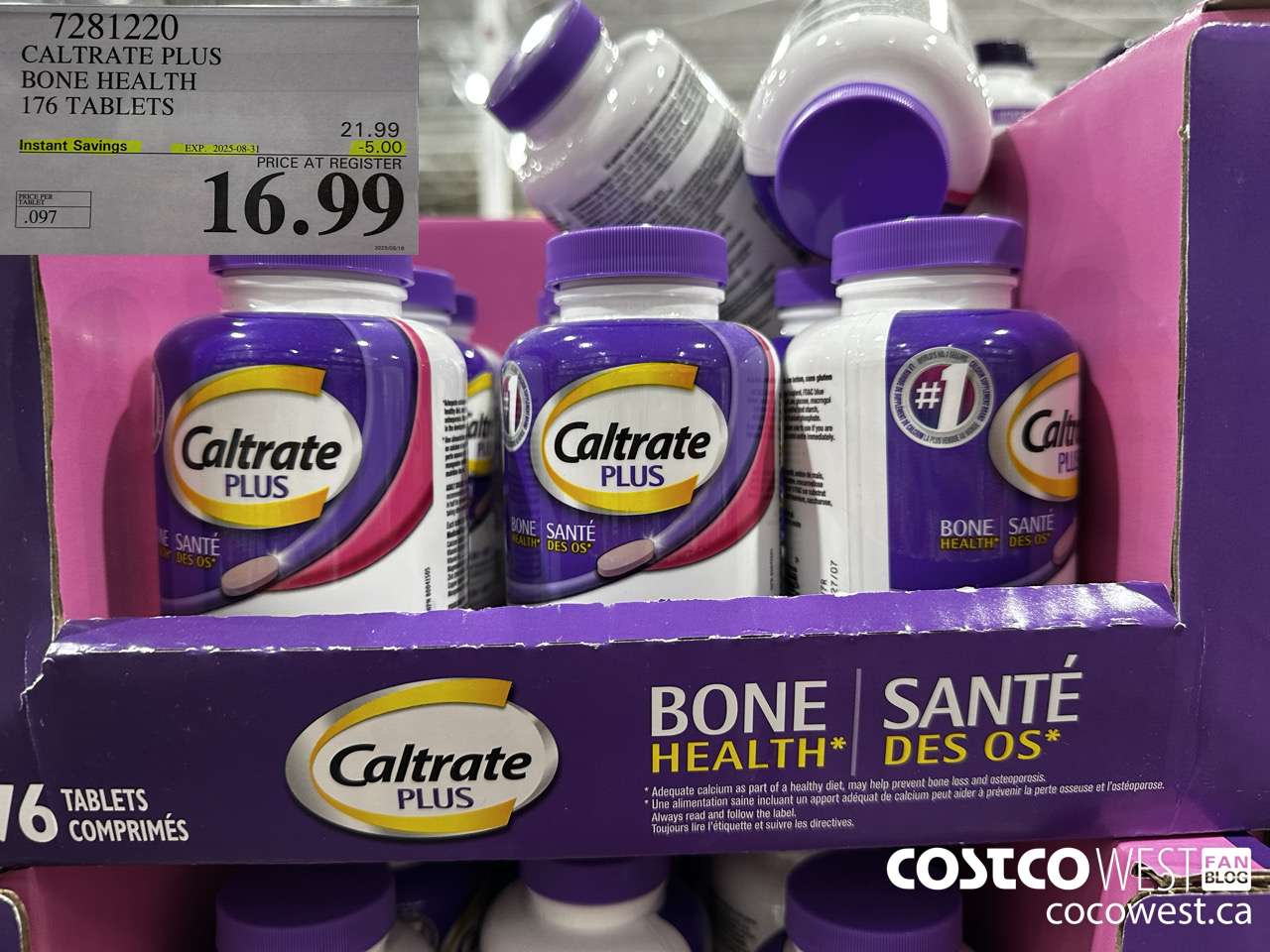 7281220 CALTRATE PLUS CALCIUM SUPPLEMENT 176 TABLETS ($5.00 INSTANT SAVINGS EXPIRES ON 2025-08-31) $16.99