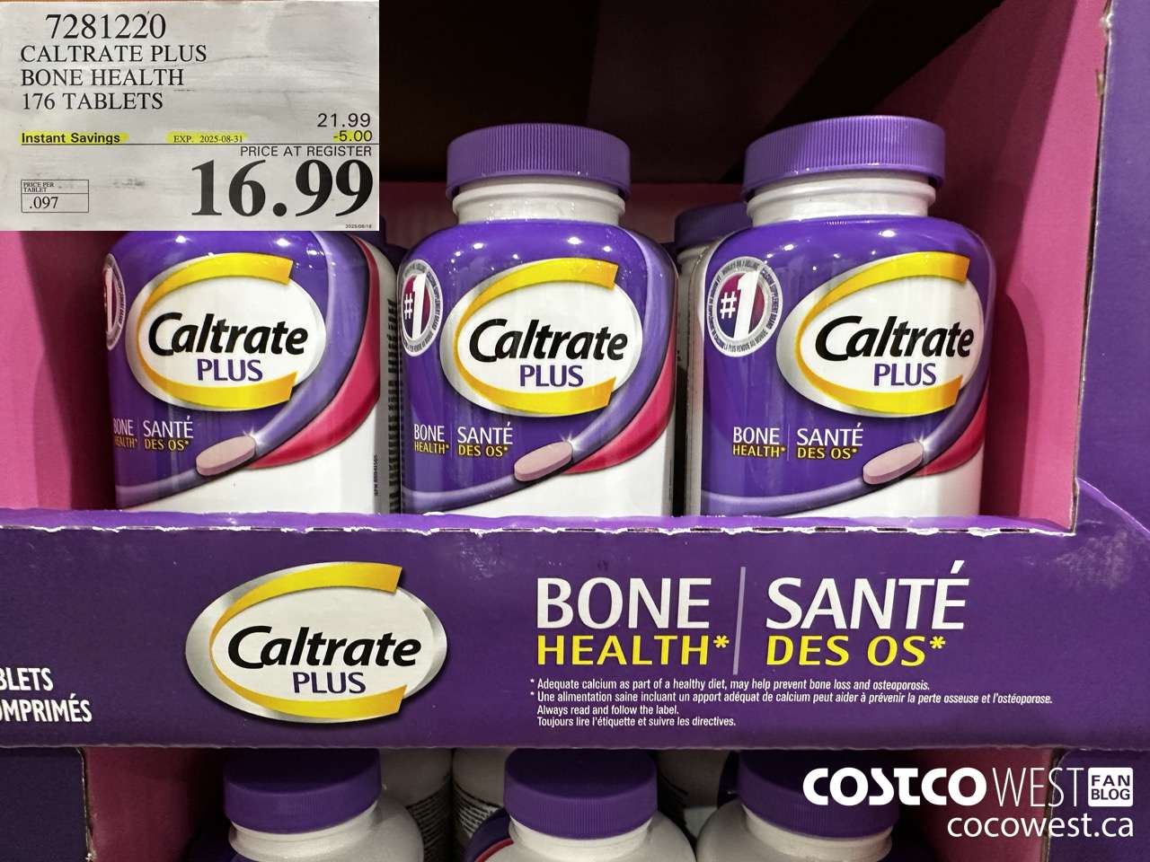 7281220 CALTRATE PLUS CALCIUM SUPPLEMENT 176 TABLETS ($5.00 INSTANT SAVINGS EXPIRES ON 2025-08-31) $16.99