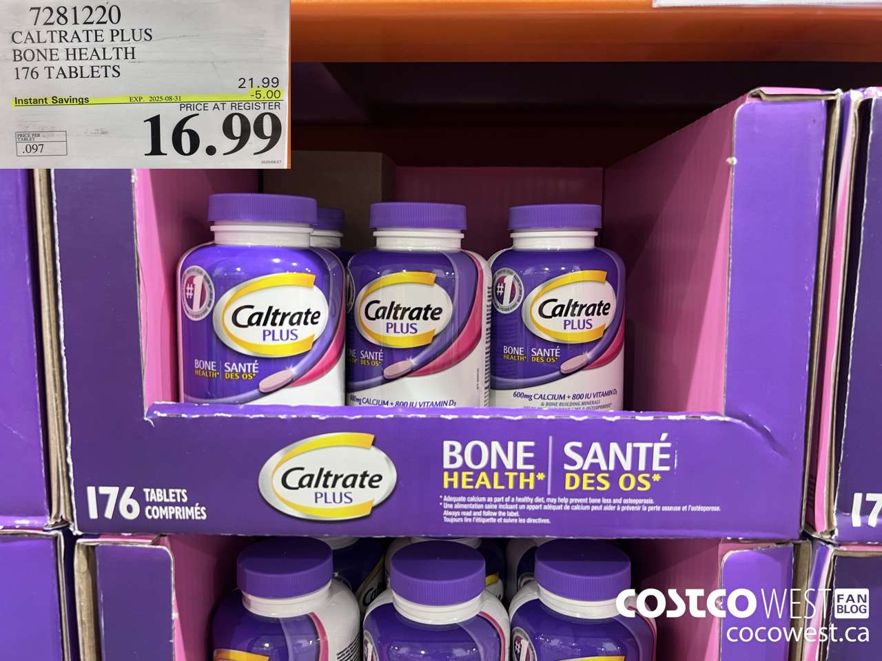 7281220 CALTRATE PLUS CALCIUM SUPPLEMENT 176 TABLETS ($5.00 INSTANT SAVINGS EXPIRES ON 2025-08-31) $16.99