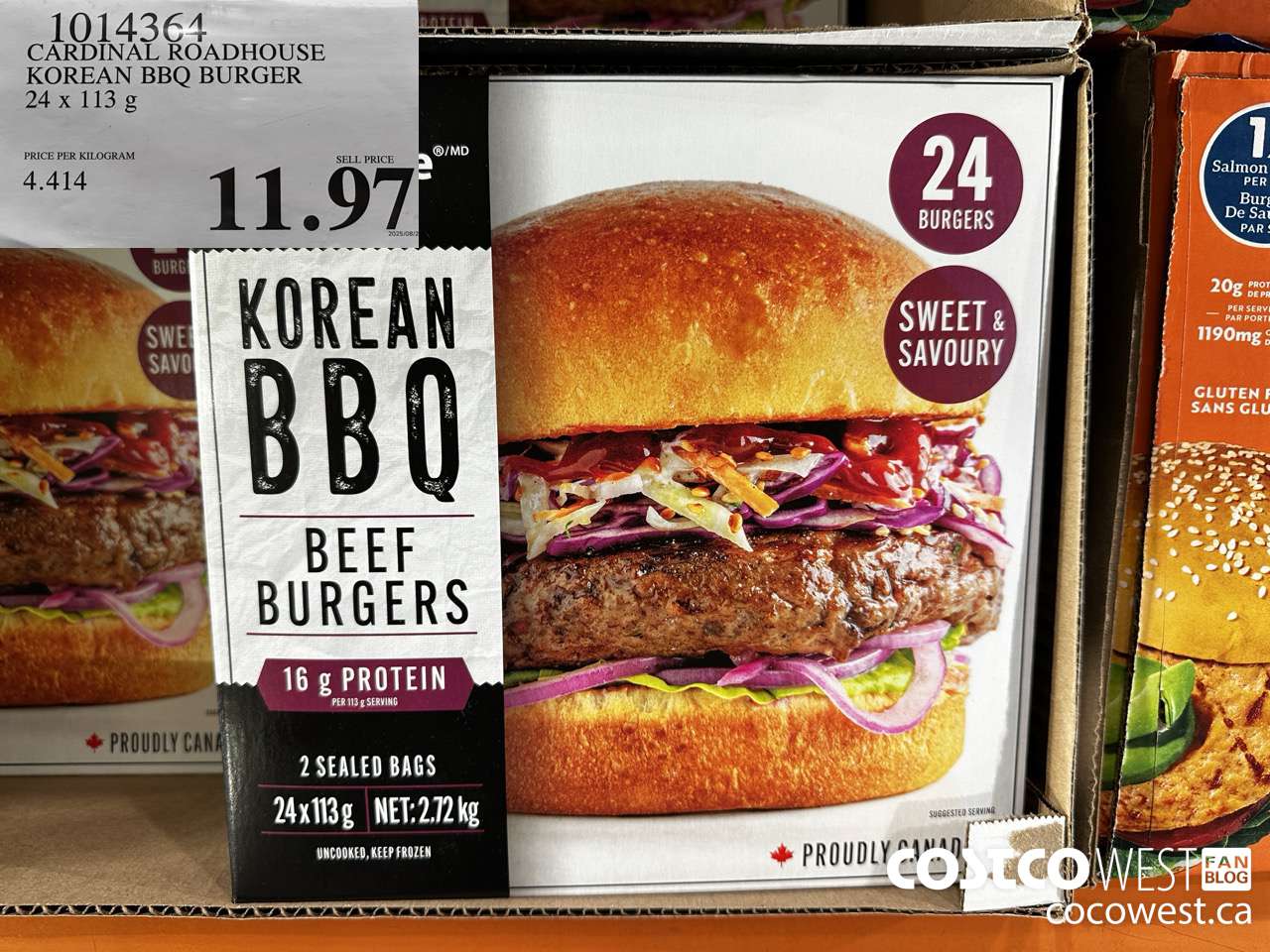 1014364 CARDINAL ROADHOUSE KOREAN BBQ BURGER 24 X 113G $11.97