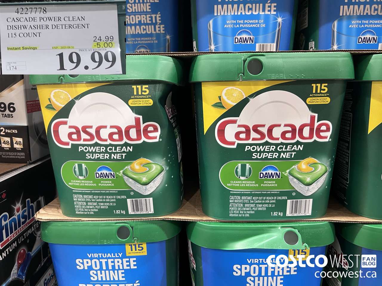 4227778 CASCADE POWER CLEAN DISHWASHER DETERGENT 115 COUNT ($5.00 INSTANT SAVINGS EXPIRES ON 2025-08-31) $19.99