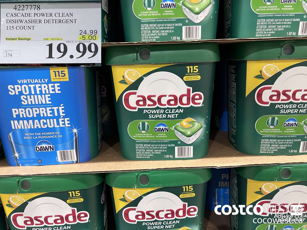 4227778 CASCADE POWER CLEAN DISHWASHER DETERGENT 115 COUNT ($5.00 INSTANT SAVINGS EXPIRES ON 2025-08-31) $19.99