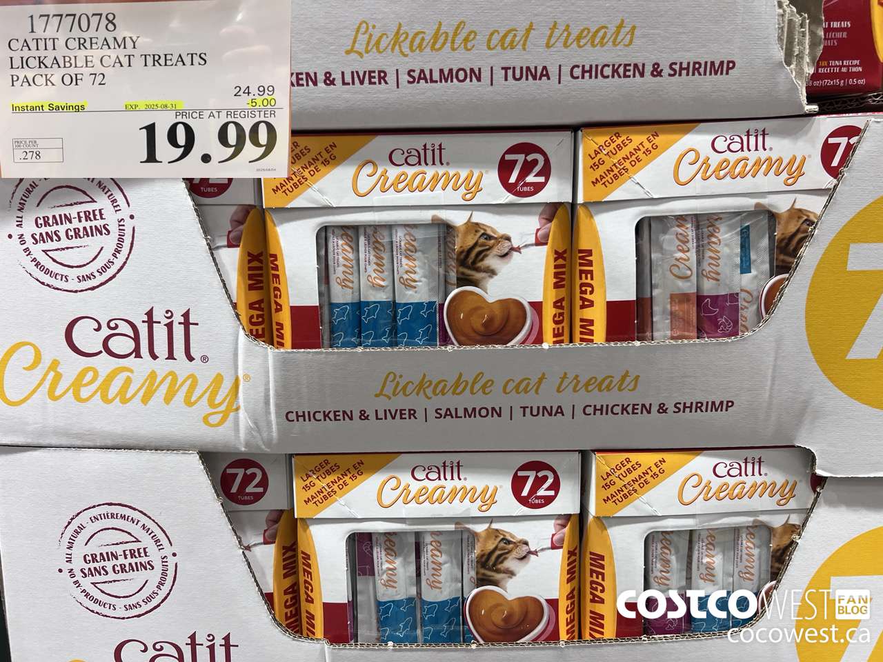 1777078 CATIT CREAMY LICKABLE CAT TREATS PACK OF 72 ($5.00 INSTANT SAVINGS EXPIRES ON 2025-08-31) $19.99