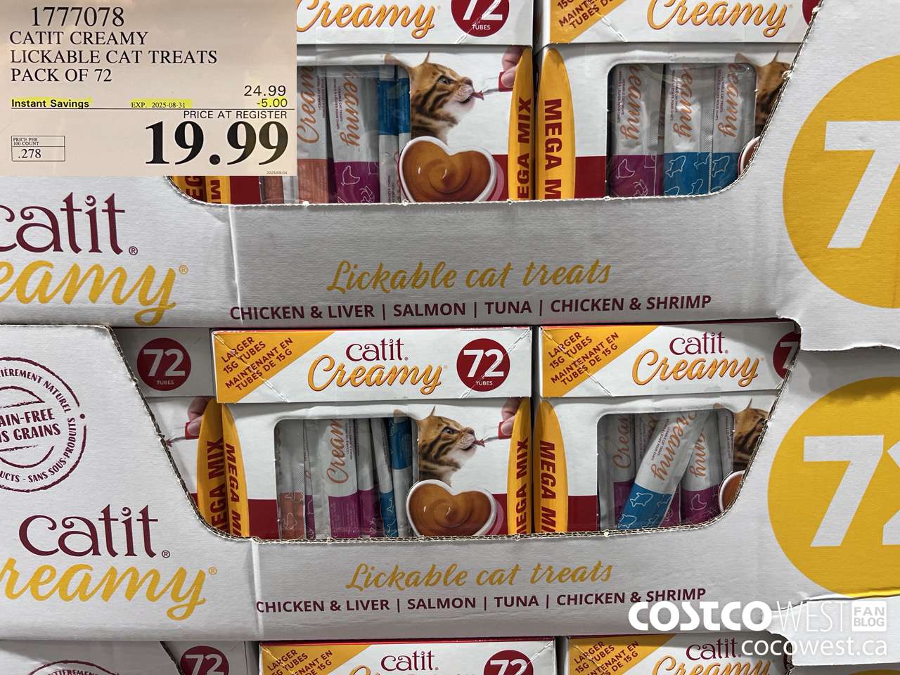 1777078 CATIT CREAMY LICKABLE CAT TREATS PACK OF 72 ($5.00 INSTANT SAVINGS EXPIRES ON 2025-08-31) $19.99