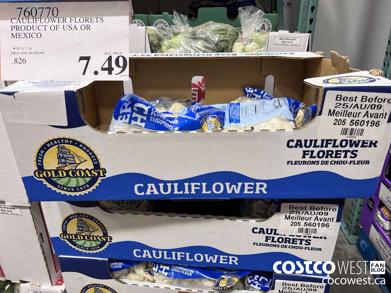 760770 CAULIFLOWER FLORETS PRODUCT OF USA OR MEXICO $7.49
