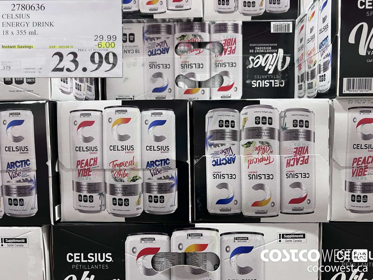 2780636 CELSIUS ENERGY DRINK 18 X 355ML ($6.00 INSTANT SAVINGS EXPIRES ON 2025-08-31) $23.99
