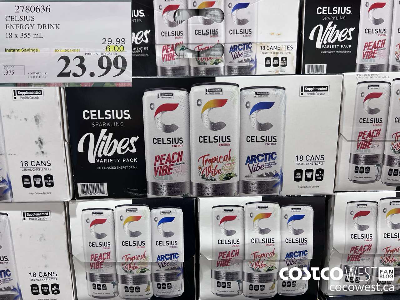 2780636 CELSIUS ENERGY DRINK 18 X 355ML ($6.00 INSTANT SAVINGS EXPIRES ON 2025-08-31) $23.99