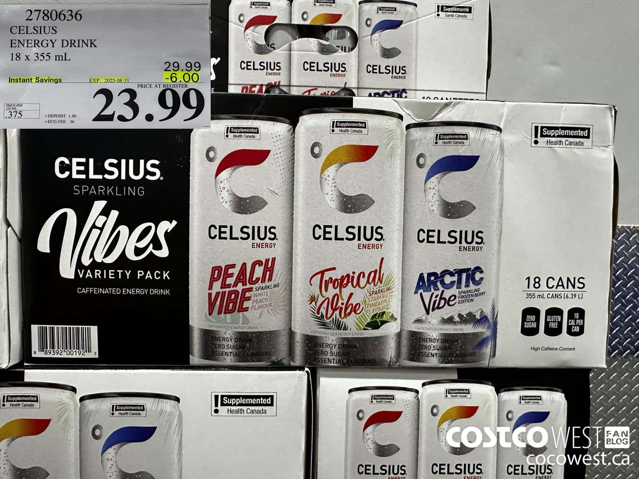 2780636 CELSIUS ENERGY DRINK 18 X 355ML ($6.00 INSTANT SAVINGS EXPIRES ON 2025-08-31) $23.99