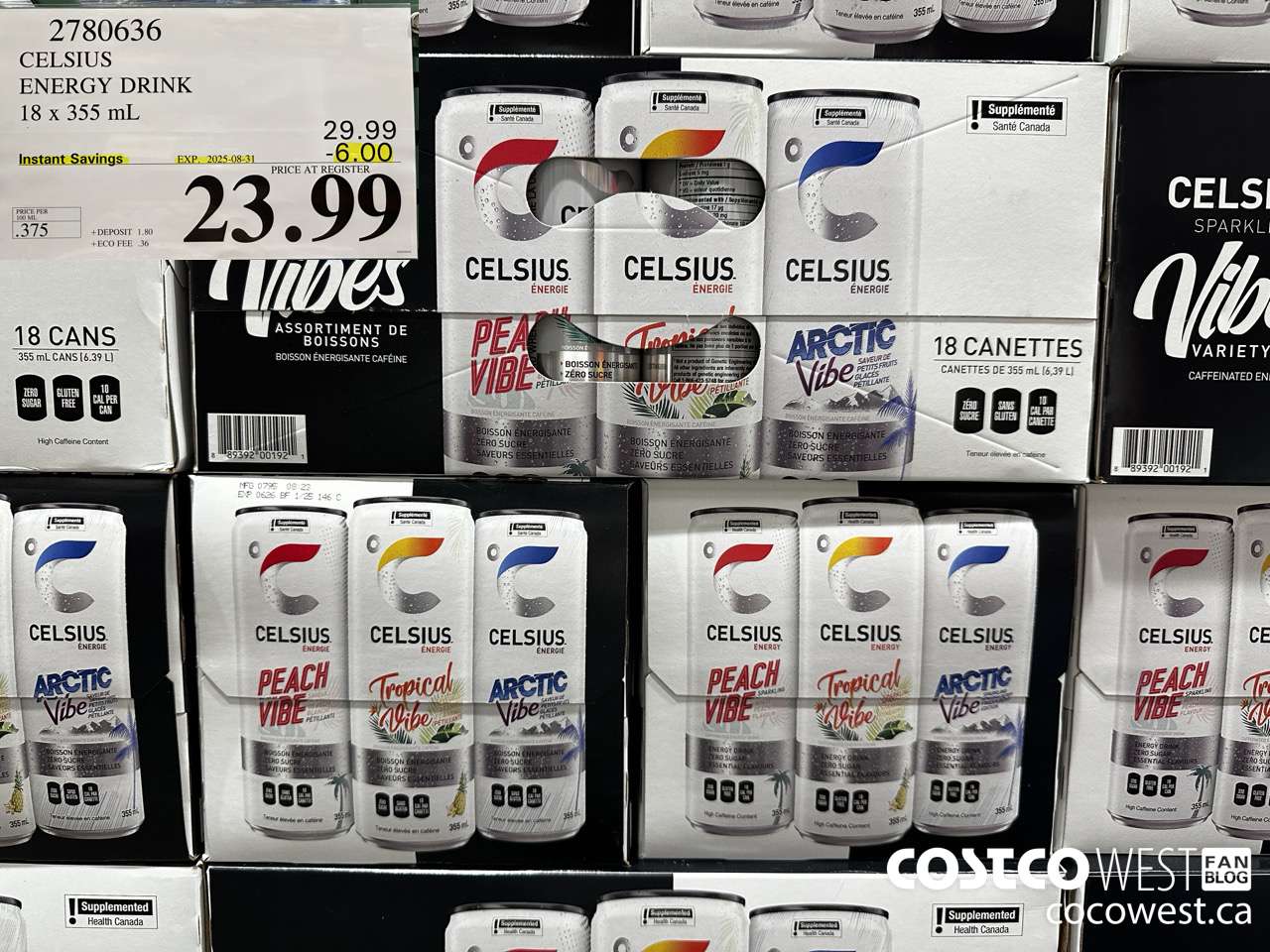 2780636 CELSIUS ENERGY DRINK 18 X 355ML ($6.00 INSTANT SAVINGS EXPIRES ON 2025-08-31) $23.99