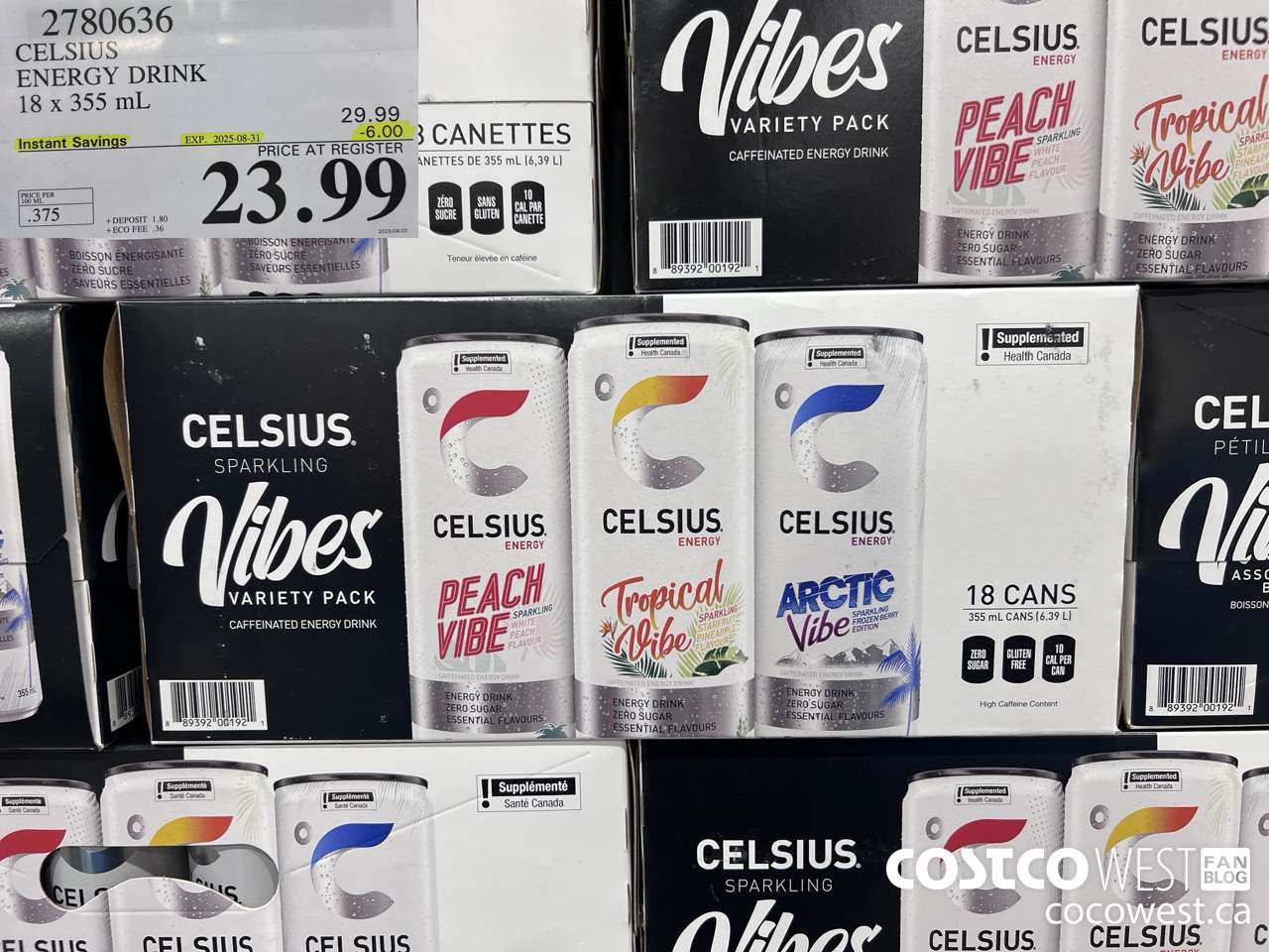 2780636 CELSIUS ENERGY DRINK 18 X 355ML ($6.00 INSTANT SAVINGS EXPIRES ON 2025-08-31) $23.99