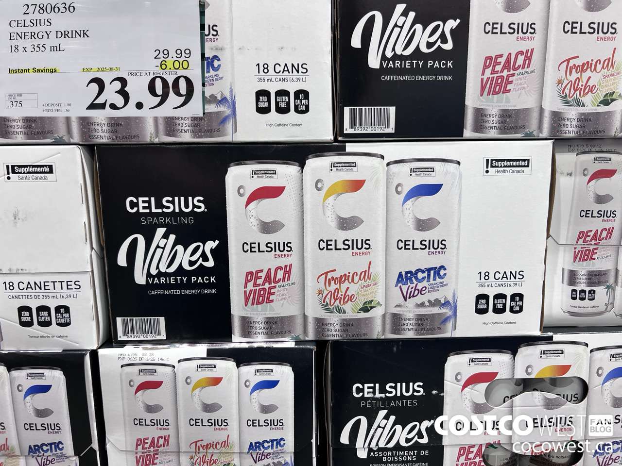 2780636 CELSIUS ENERGY DRINK 18 X 355ML ($6.00 INSTANT SAVINGS EXPIRES ON 2025-08-31) $23.99
