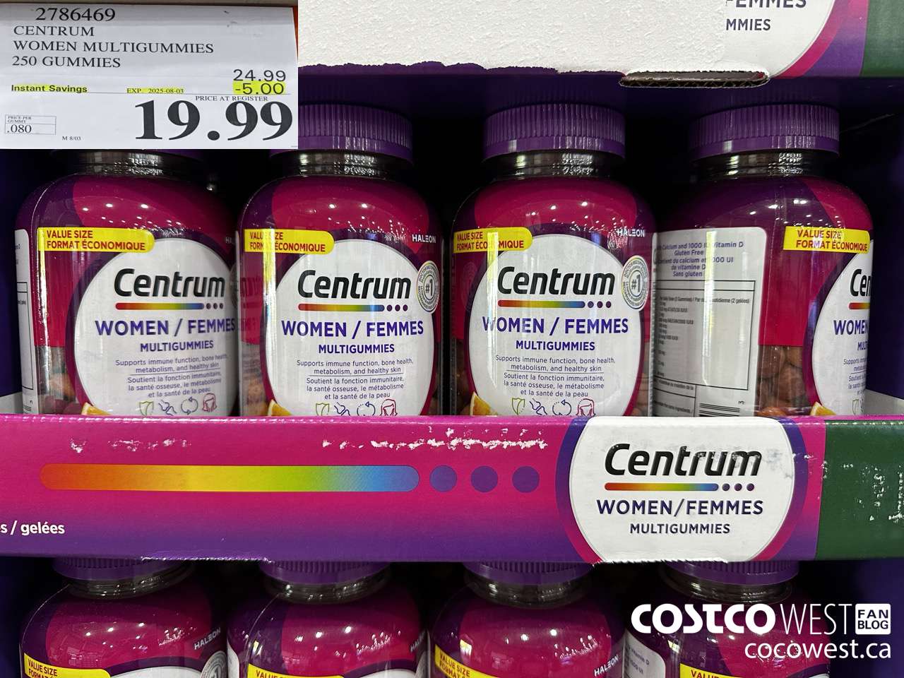 2786469 CENTRUM WOMEN MULTIGUMMIES 250 GUMMIES ($5.00 INSTANT SAVINGS EXPIRES ON 2025-08-03) $19.99