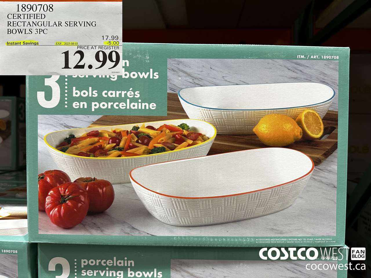 1890708 CERTIFIED RECTANGULAR SERVING BOWLS 3PC ($5.00 INSTANT SAVINGS EXPIRES ON 2025-08-03) $12.99