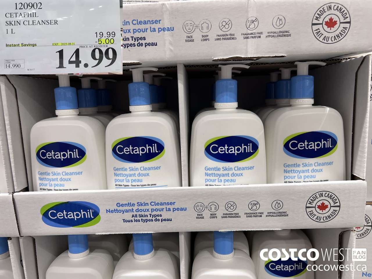 120902 CETAPHIL SKIN CLEANSER 1L ($5.00 INSTANT SAVINGS EXPIRES ON 2025-08-31) $14.99