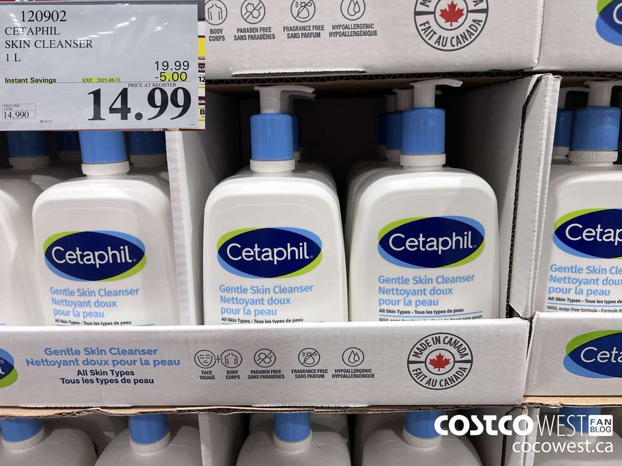 120902 CETAPHIL SKIN CLEANSER 1L ($5.00 INSTANT SAVINGS EXPIRES ON 2025-08-31) $14.99