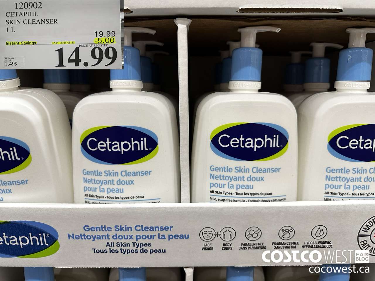120902 CETAPHIL SKIN CLEANSER 1L ($5.00 INSTANT SAVINGS EXPIRES ON 2025-08-31) $14.99