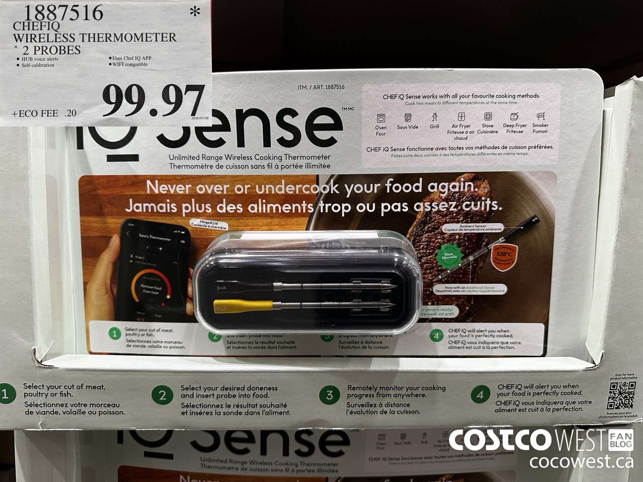 1887416 CHEFIQ WIRELESS THERMOMETER 2 PROBES $99.97