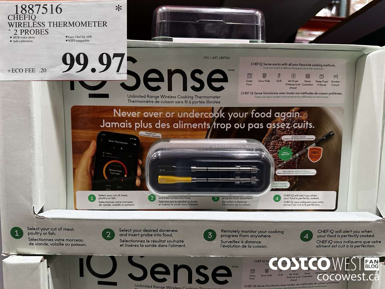 1887516 CHEFIQ WIRELESS THERMOMETER 2 PROBES $99.97