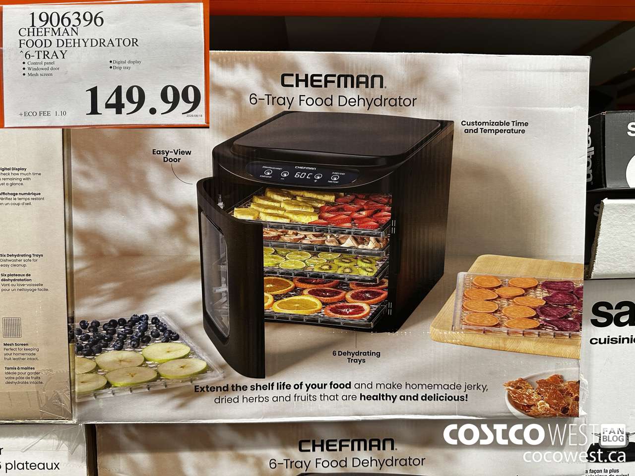 1906396 CHEFMAN FOOD DEHYDRATOR 6-TRAY $149.99