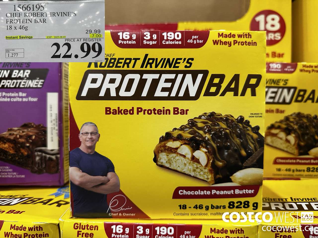 1566195 CHEF ROBERT IRVINE'S PROTEIN BAR 18 X 46G ($7.00 INSTANT SAVINGS EXPIRES ON 2025-08-03) $22.99