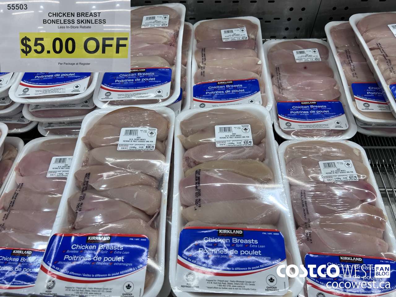 55503 CHICKEN BREASTS BONELESS SKINLESS ($5.00 INSTANT SAVINGS)