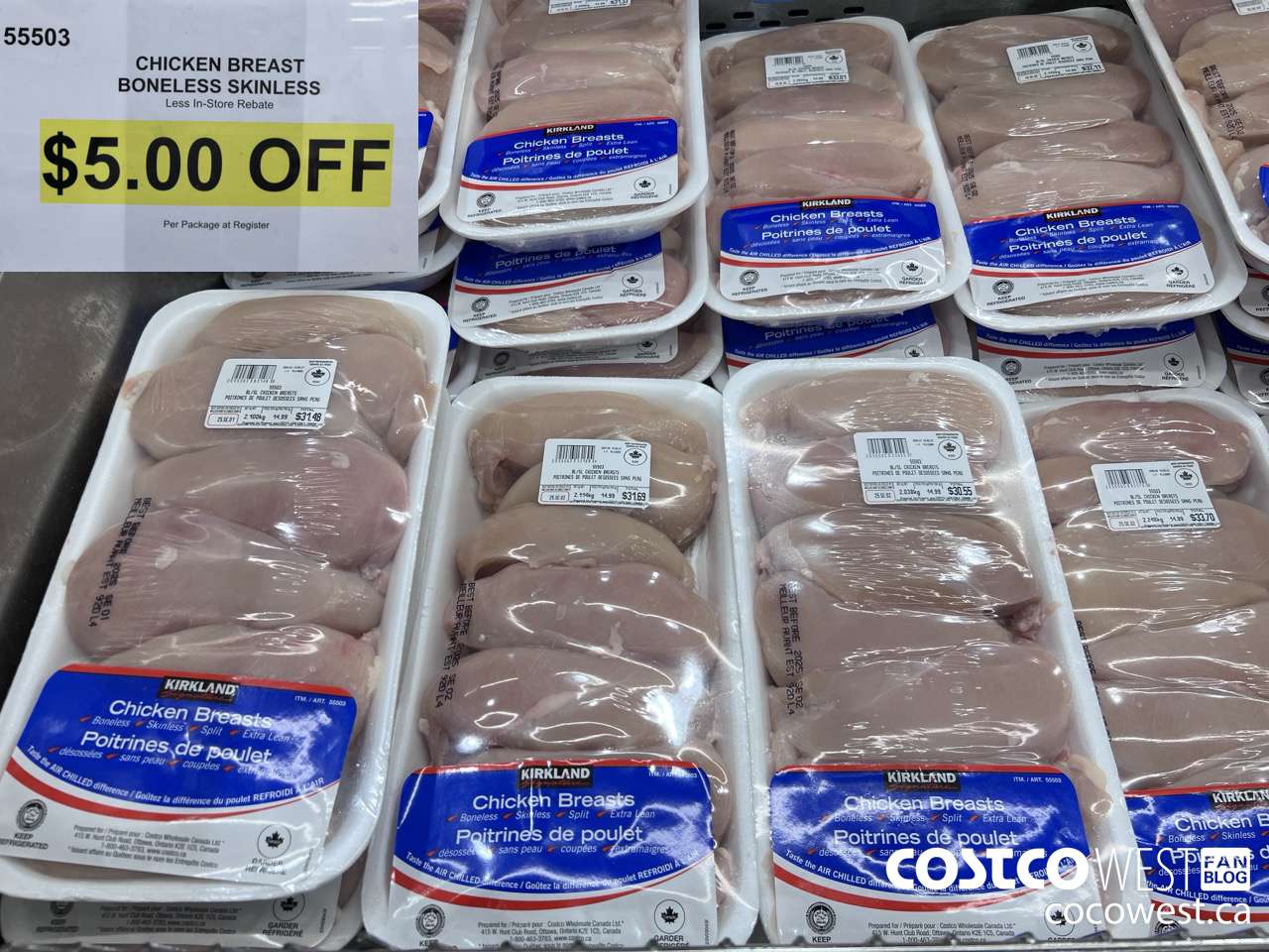 55503 CHICKEN BREASTS BONELESS SKINLESS ($5.00 INSTANT SAVINGS)