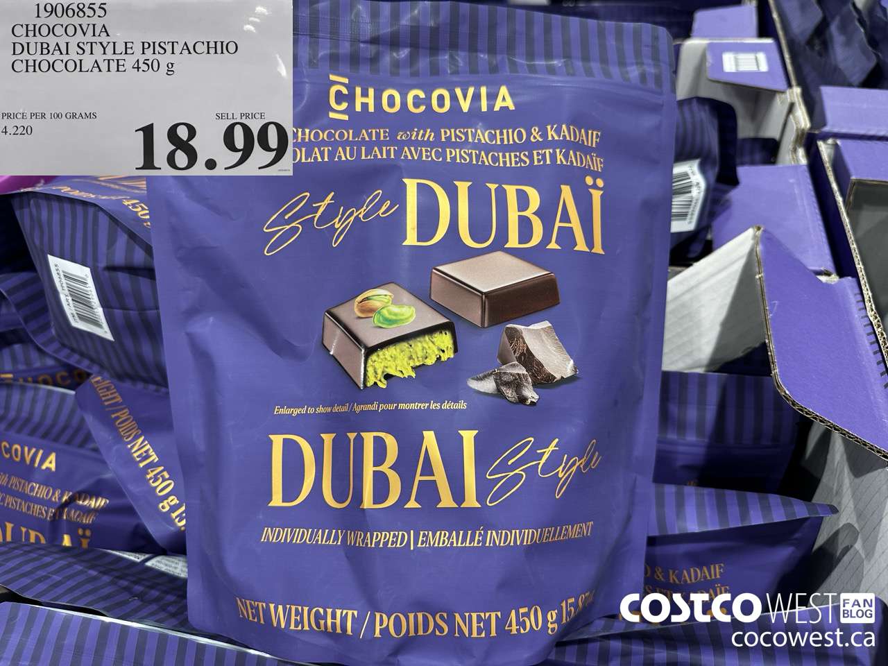 1906855 CHOCOVIA DUBAI PISTACHIO CHOCOLATE 450G $18.99